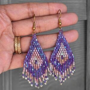 Willow Boho Fringe Earrings Beaded Handmade Sparkly Jewelry Boheme